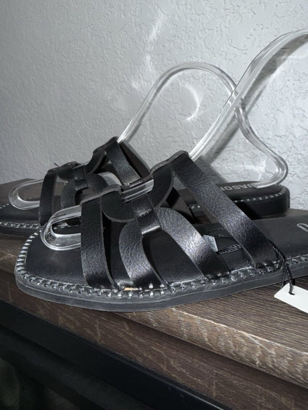 Jason Wu Black Silver Stud Slide Sandals Slip-On Leather Upper Women's 9 NEW - Picture 6 of 11